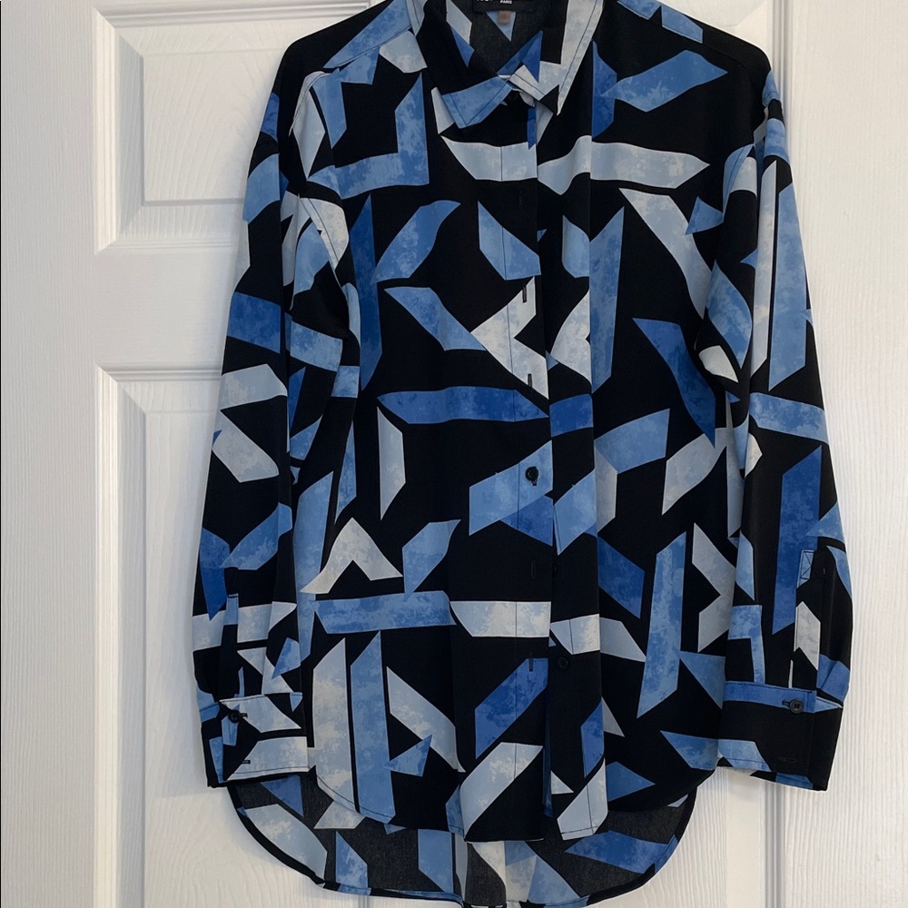 Karl Lagerfeld women's Abstract Blue and Black Shirt